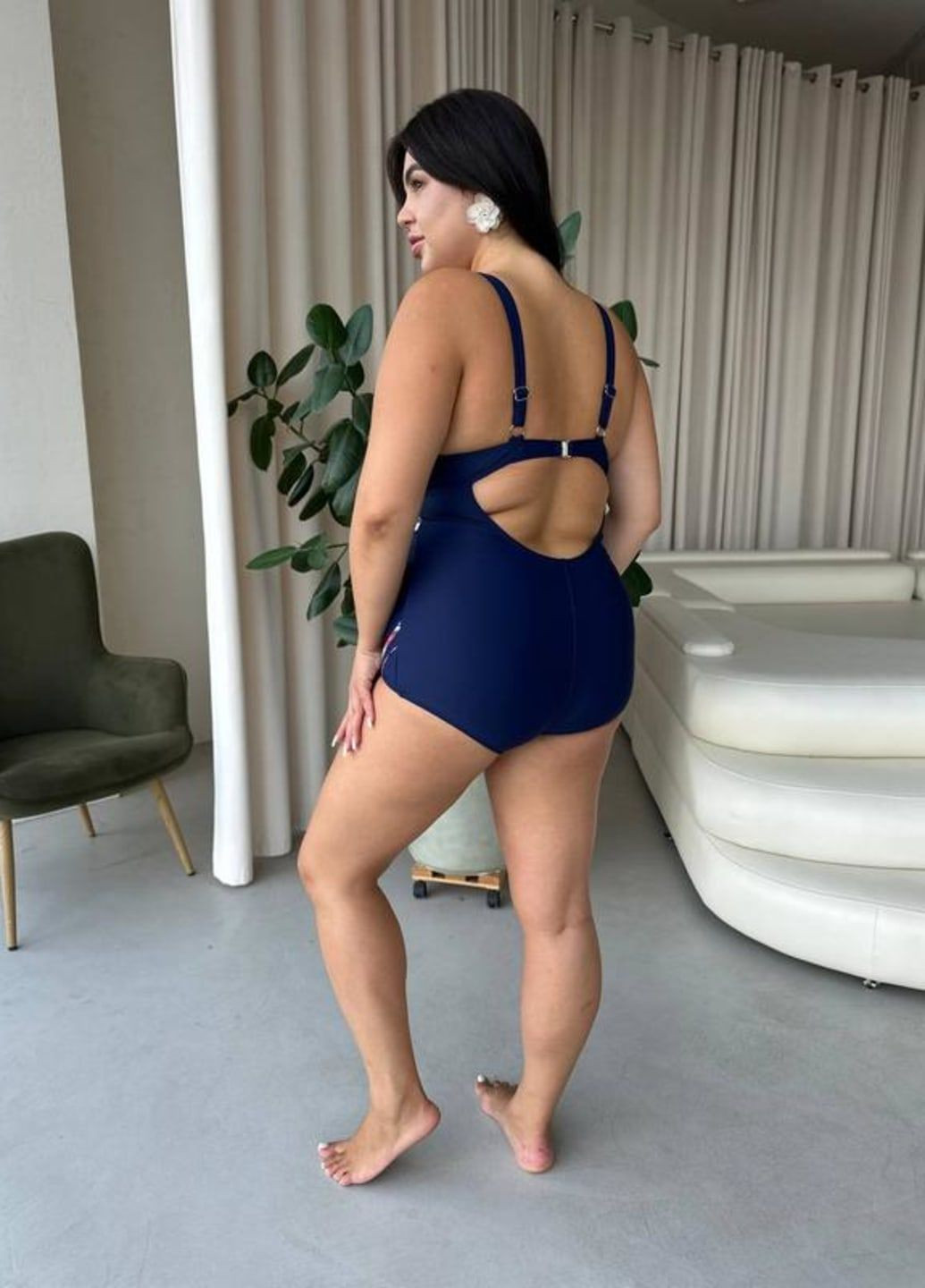 Синий летний женский сплошной яркий купальник в спортивном стиле. No Brand