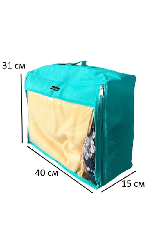 Большая дорожная сумка для вещей с ручкой и прозрачной вставкой P001 40x31x15 см (Лазурный) Organize (276838319)