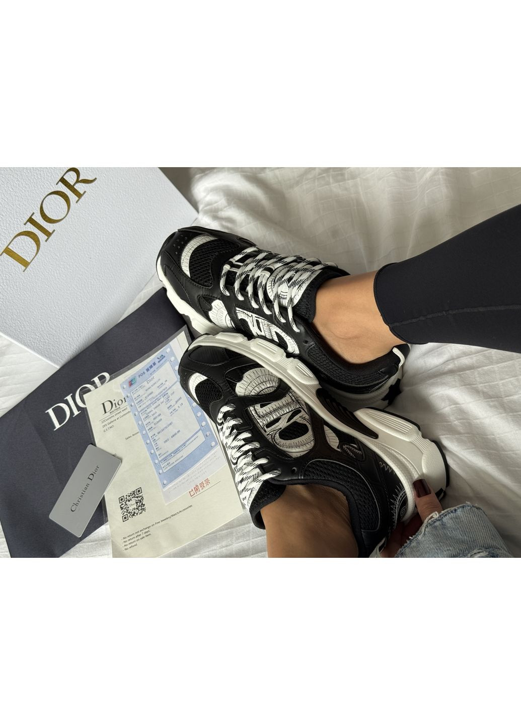 Кросівки жіночі і чоловічі Dior Chrono Black White | Діор Хроно чорно-білі No Brand чорно-білі демісезони (366742228)