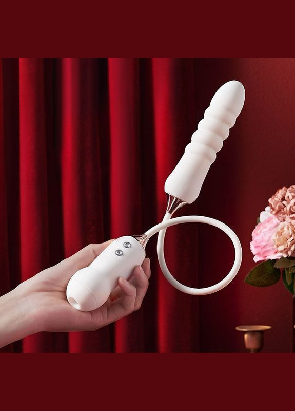 Пульсатор з вакуумним стимулятором Cathy White на гнучкому з'єднанні - CherryLove KisToy (283251441)