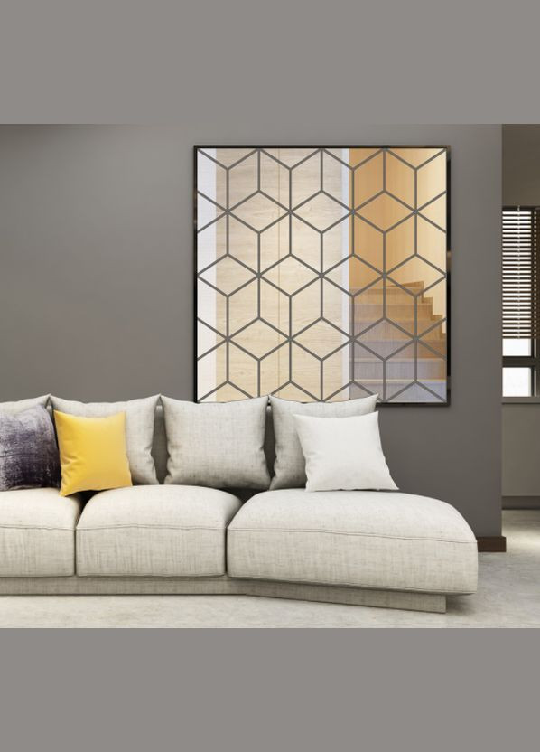 Зеркальные наклейки квадрат из ромбов и треугольников 54 шт набор 90 х 103 см Б317 No Brand (302242881)