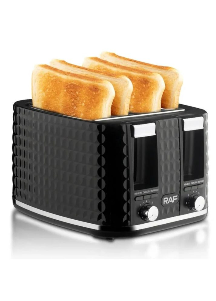 Електричний тостер на 4 скибочки 6 рівнів підсмажування функції розігріву розморожування 1500 Вт (035R) RAF (360867071)