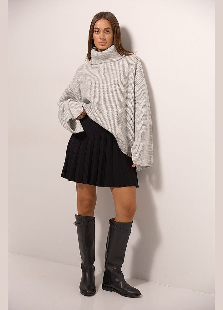 Жіночий вязаний светр oversize чорний з розрізом ззаду на комірі Arjen (307815059)