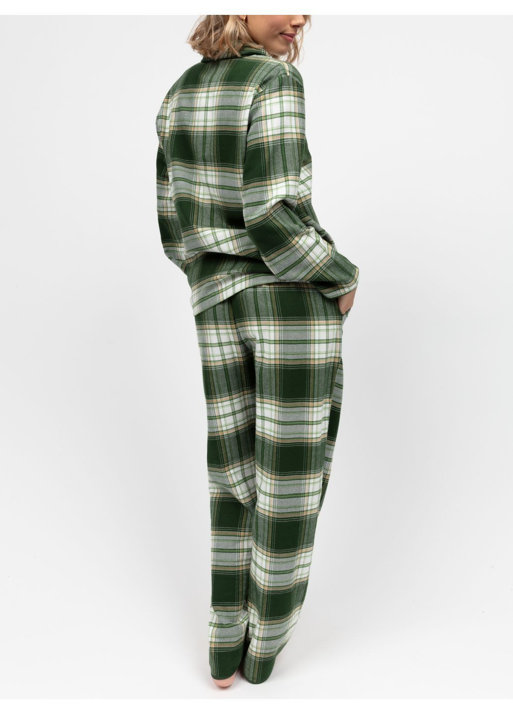 Зеленая зимняя новогодняя женская пижама фемели лук 5126-5127(размеры до 7xl) кофта + брюки Cyberjammies Fern