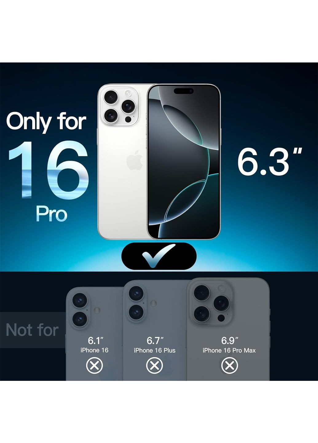 Захисне скло для iPhone 16 Pro 3 шт + рамка для легкої установки комбінований JeTech (361440609)