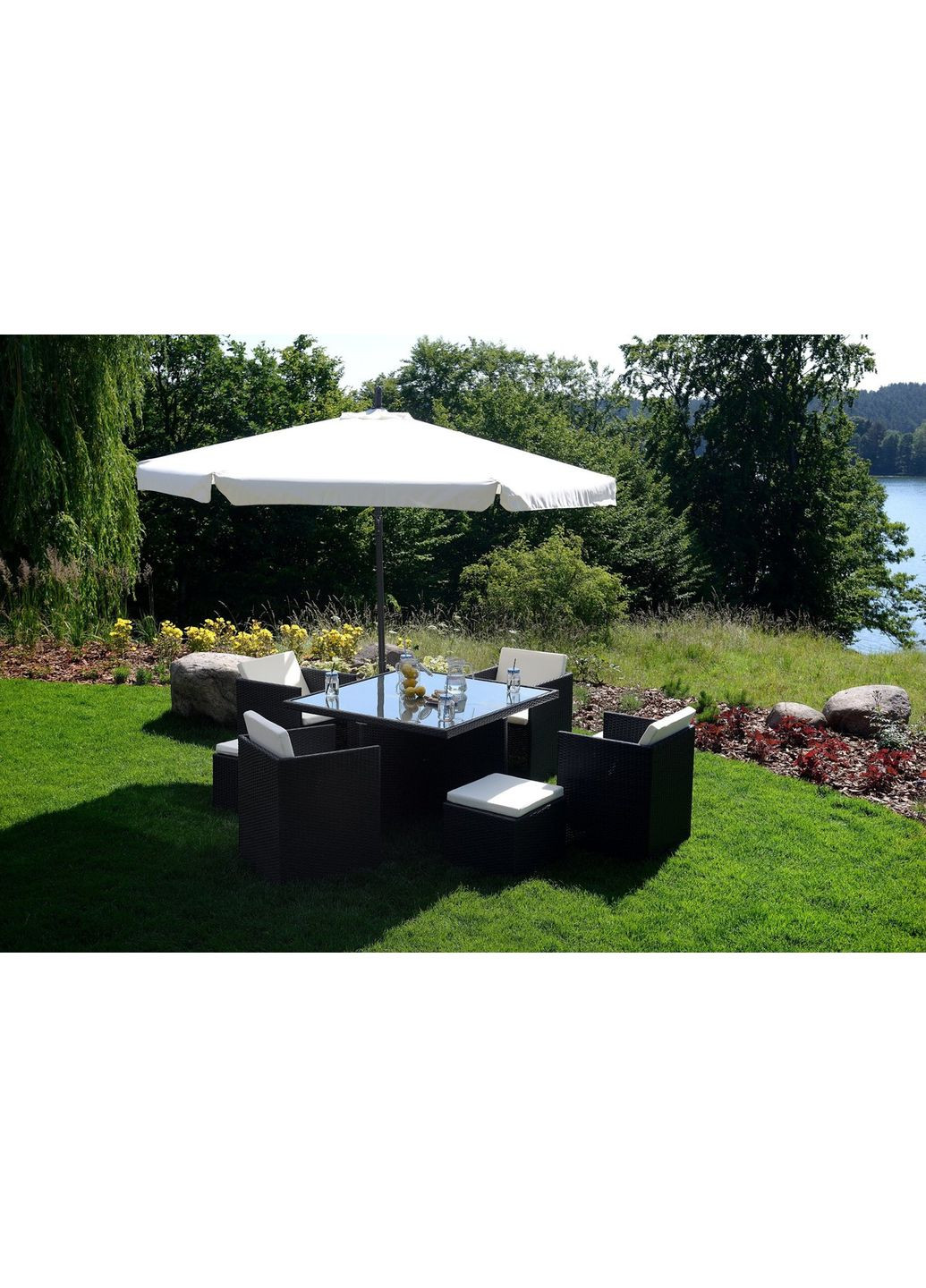 Садовый раскладной зонтик Garden (диаметр - 3 метра) с боковой стойкой, Белый Funfit (370621266)