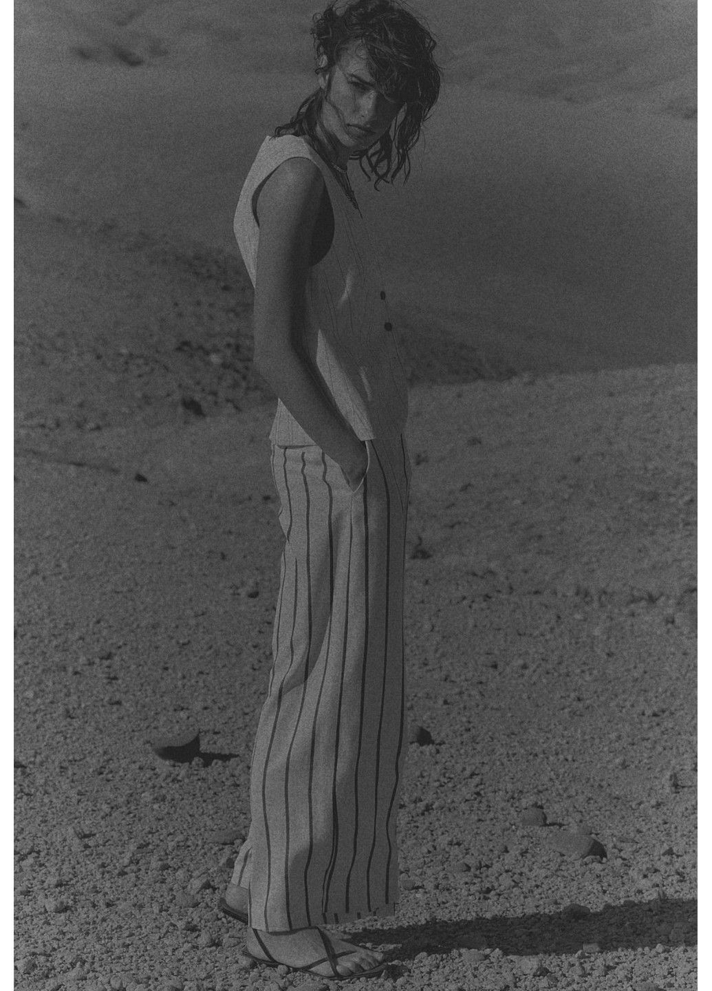 Женские широкие брюки Н&М (58162) XS Белые H&M (327913771)