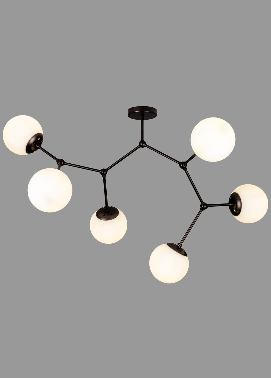 Стельова люстра чорна на 6 ламп (52-9820-6 BK+WH) No Brand (370070000)