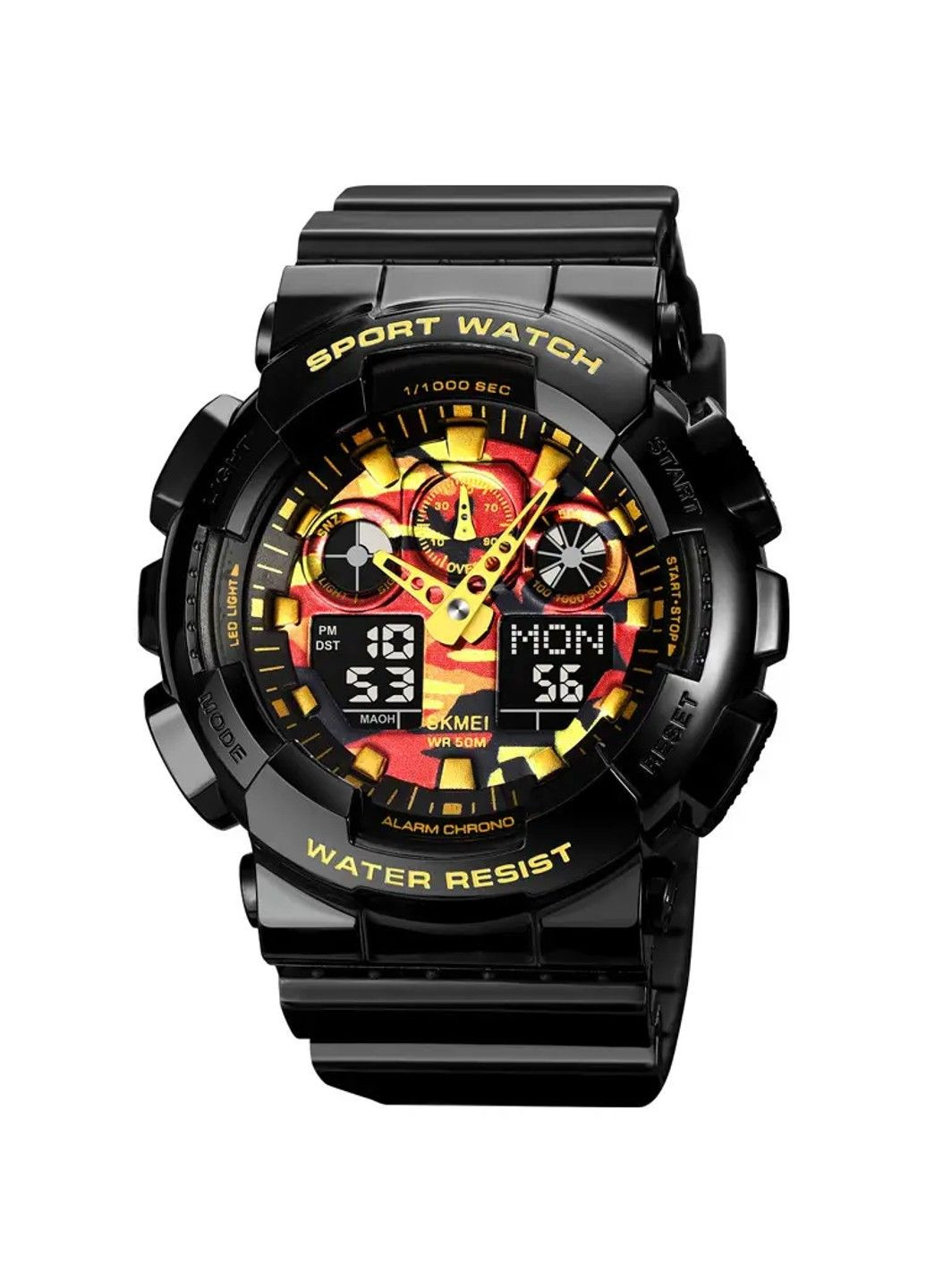 Годинник чоловічий наручний 1832 (Чорний з золотом та червоним) Skmei (314483264)