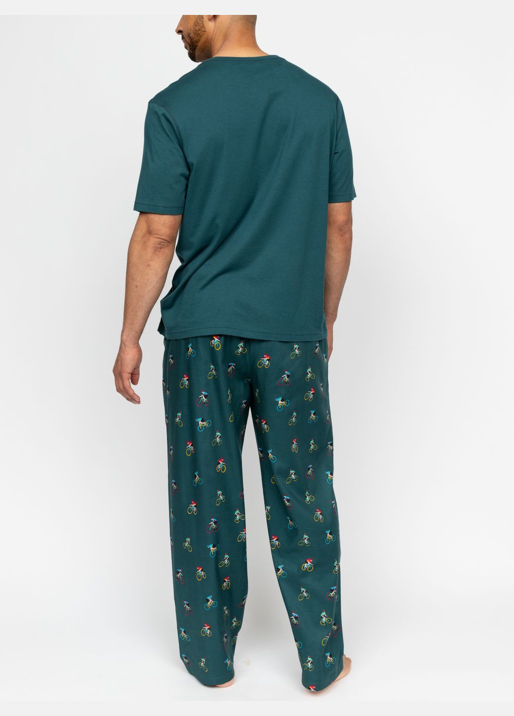Пижама мужская 3105-3103 Зеленый с принтом велосипедистов Cyberjammies Theo (328905413)