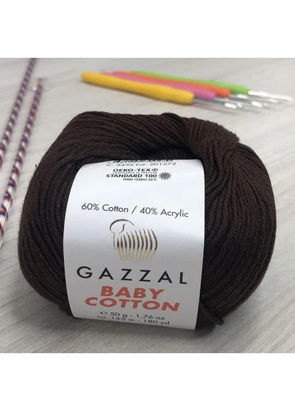 Пряжа Baby Cotton колір 3436 Шоколадний Gazzal (352743335)