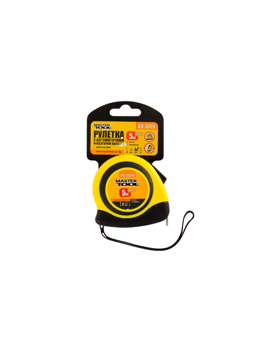 Рулетка вимірювальна 5 м з автостопом металева для загальних вимірювань Mastertool (332205212)