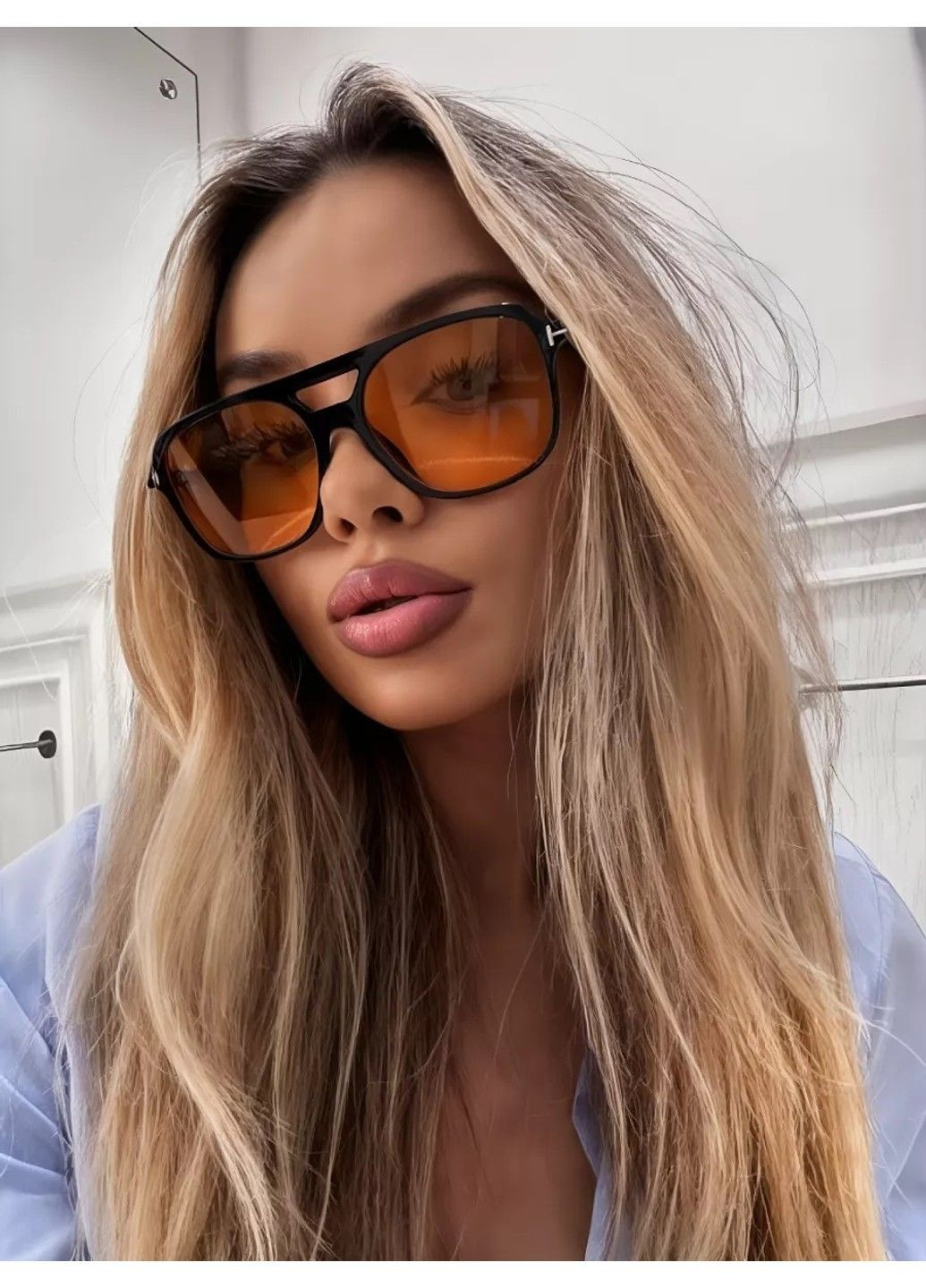 Солнцезащитные очки авиатор Casual оранжевые с черным No Brand (311604625)