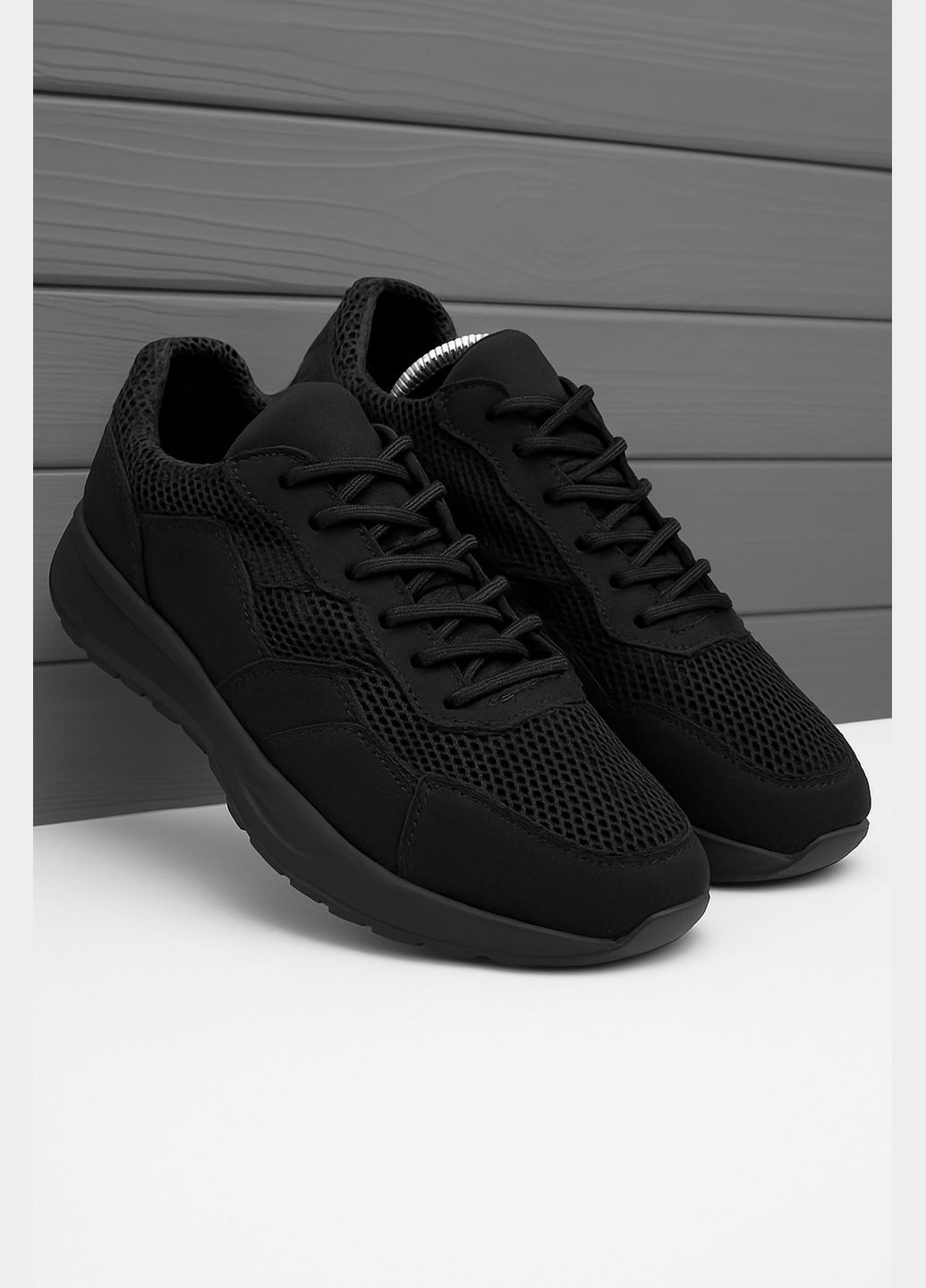 Чорні Літні чоловічі літні кросівки lux чорні, натуральна шкіра з сіткою Kindzer 2211