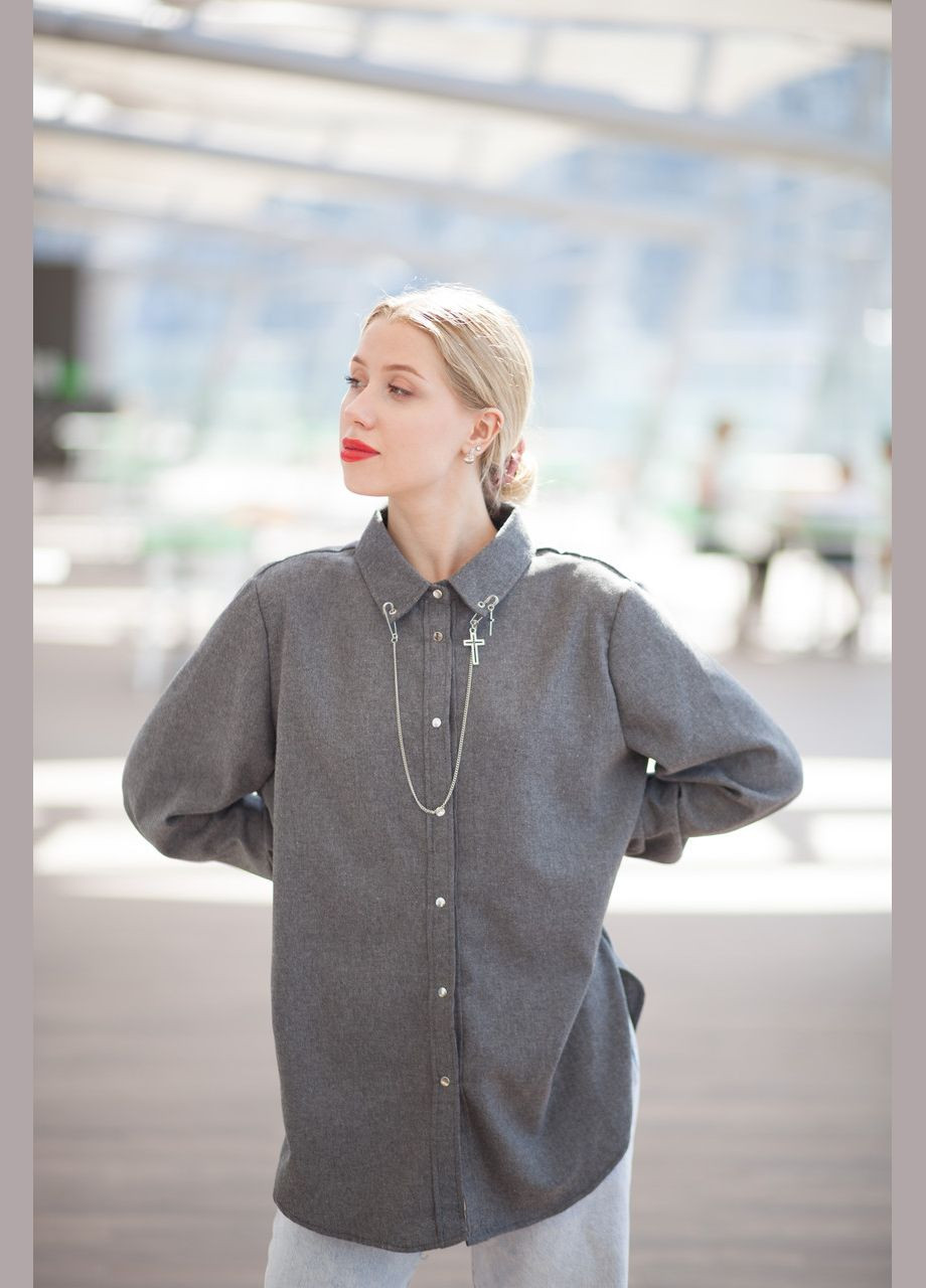 Сорочка жіночій - оверсайз на кнопках з люверсами для прикрас на комірі JUGO BERLIN (301968146)