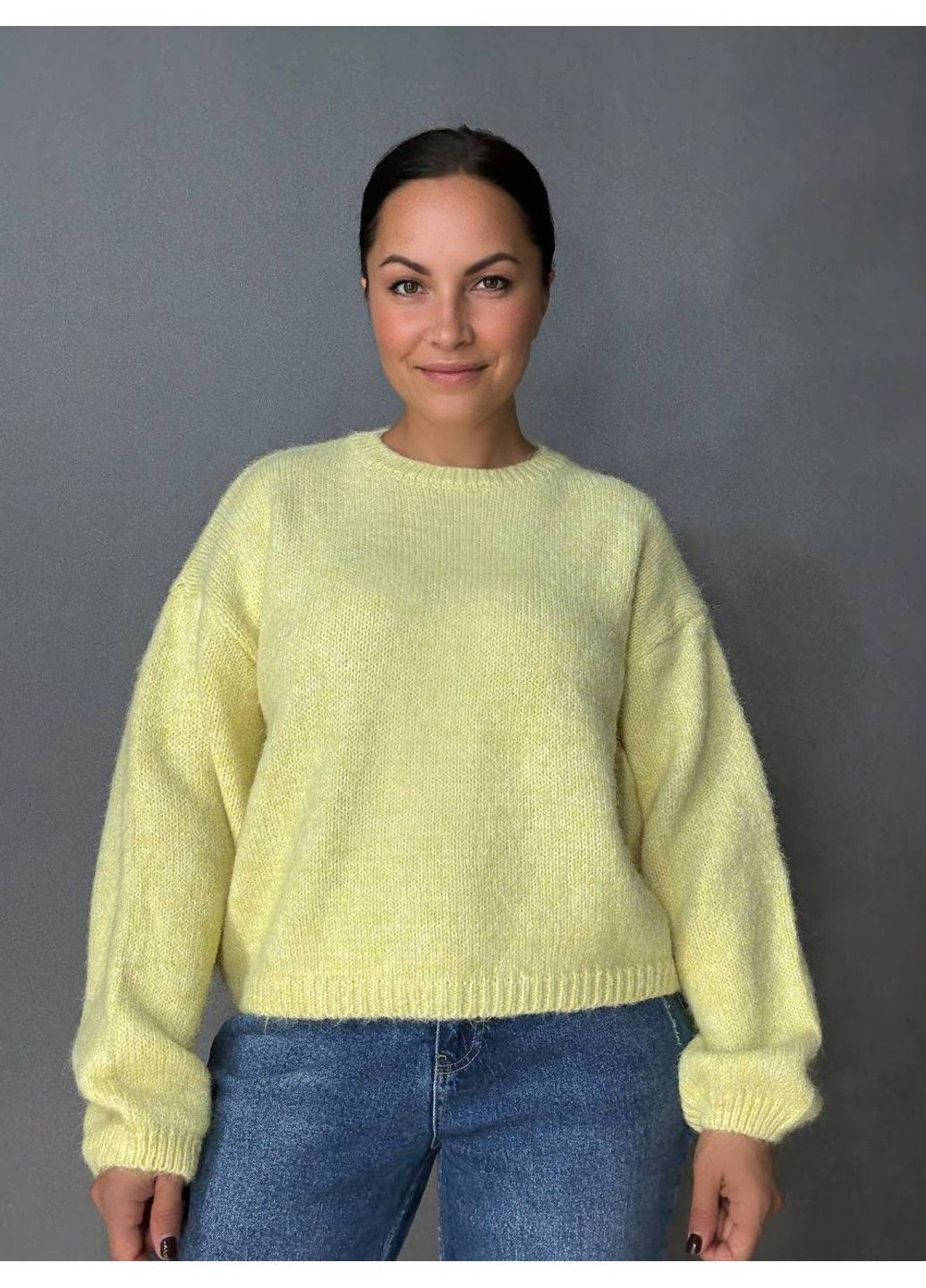 Жовтий демісезонний светр жіночий fancy matinee 6119 оверсайз меланж No Brand