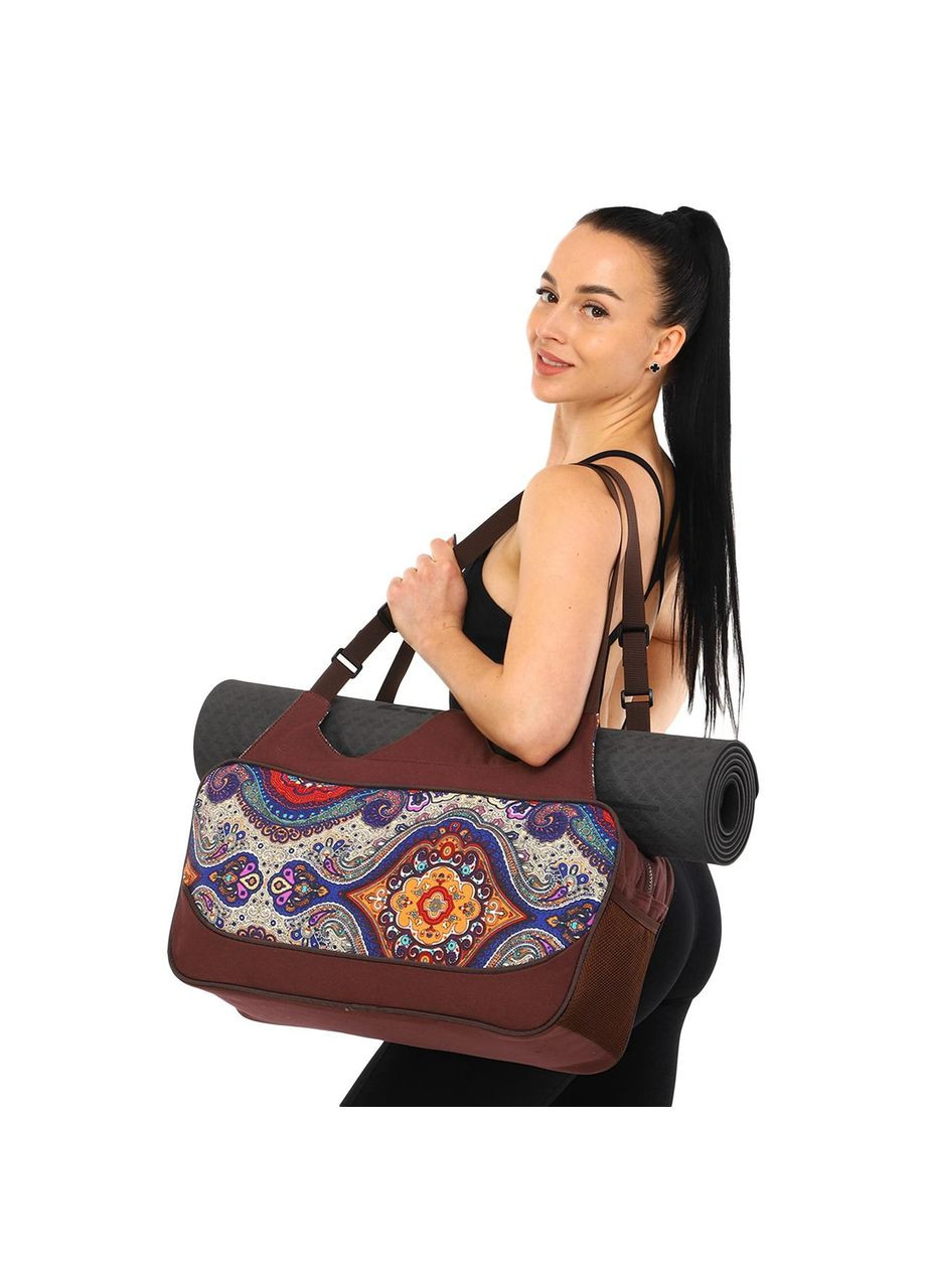 Сумка для йоги Yoga bag KINDFOLK (размер 19х50х33см, полиэстер, хлопок, темно-синий-фиолетовый) (FI-8366-4) SP-Sport (361438530)