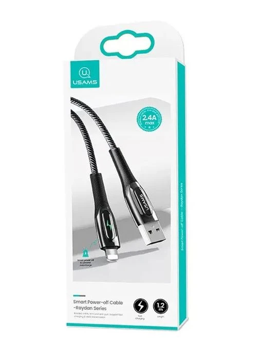 Кабель US-SJ469 USB - Lightning, 1.2 м, Чорний (SJ469USB01), USB 2.0, тканинне обплетення USAMS (371633534)