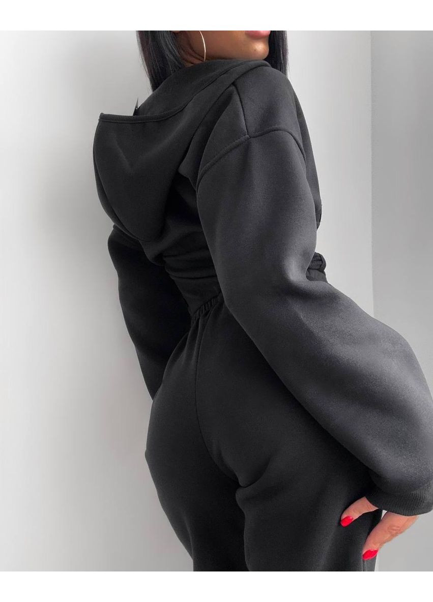 Теплый комбинезон с капюшоном — ЗАМЕРЫ В ОПИСАНИИ DK/DL Мода без кордонів комбинезон-брюки однотонный чёрный повседневный трехнитка с начесом