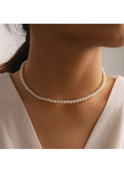 Колье чокер з намистин (імітація перлинок) 30+10 см Jeweston біле No Brand метал, акрил (353968770)