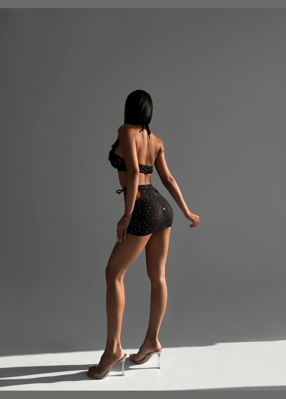 Черный женский комплект нижнего белья с юбкой Simply sexy