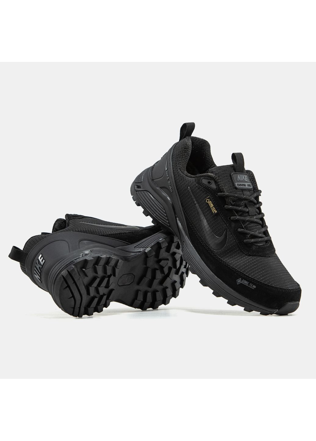 Черные демисезонные кроссовки мужские nike rivah gore-tex black winter fur | найк ривах черные No Brand