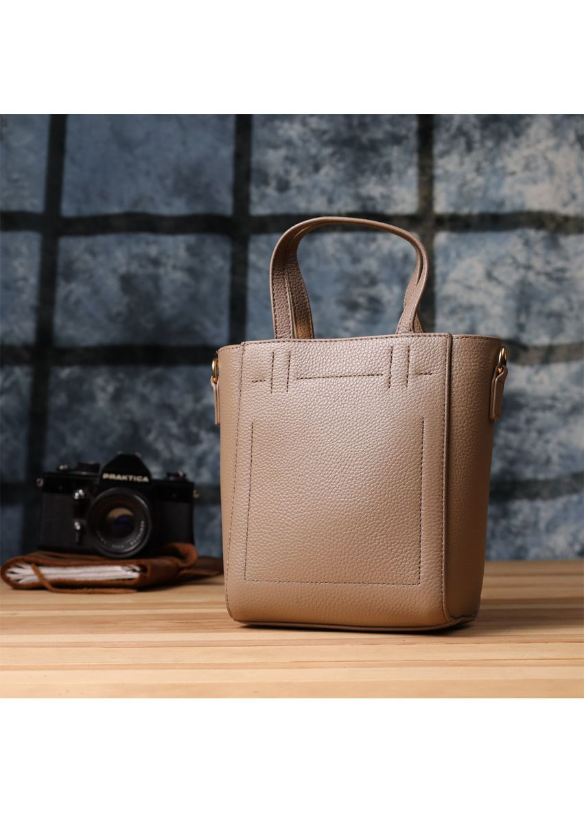 Стильна сумка жіноча з натуральної шкіри у формі трапеції 22918 Бежевий Vintage (361679971)