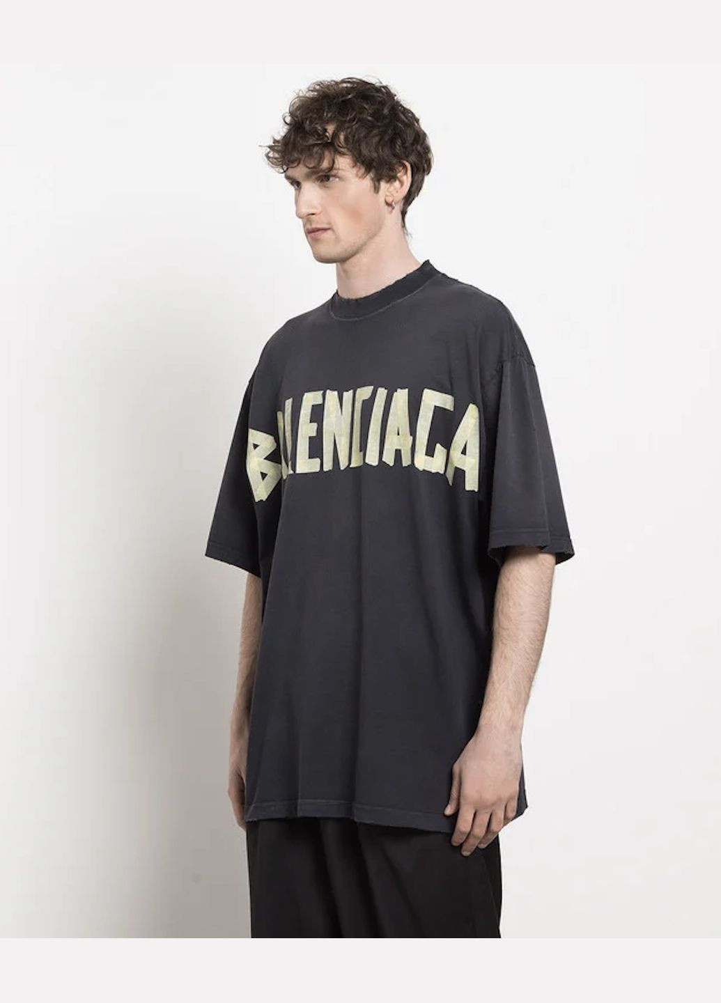 Чоловіча футболка Balenciaga Oversized Сірий No Brand Tape Type cotton T-shirt (296734393)