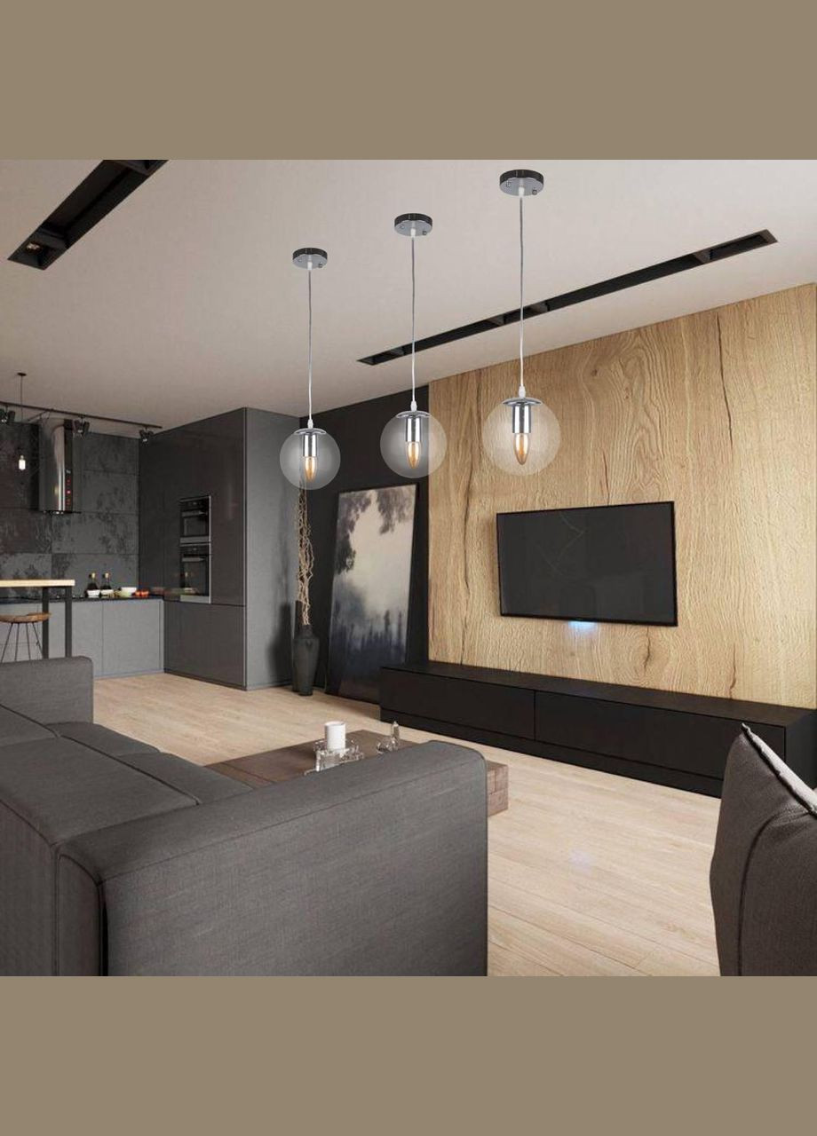 Срібний підвіс з прозорим скляним кулею (56-PR150F-1 CR+CL) No Brand (370070567)