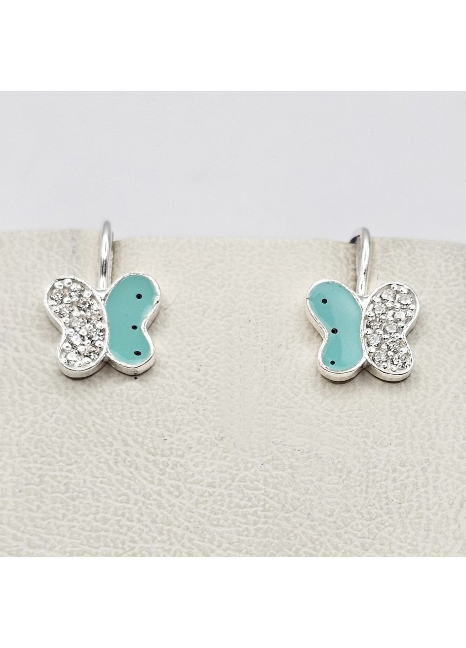 Сережки срібні з ювелірною емаллю "метелики" 1,5 г No Brand (369736793)