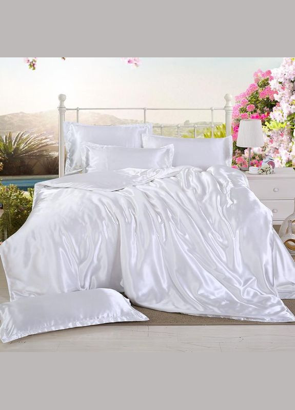 Атласне полуторна постільна білизна Біла Перлина 145*210 Moka textile (308071701)