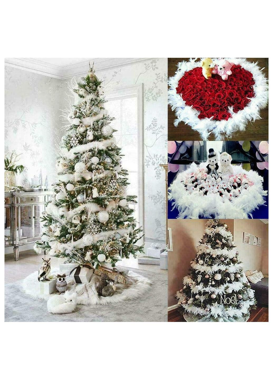 Гірлянда-боа з натуральним пір'ям для декору 150 см білий Aldi (365549838)