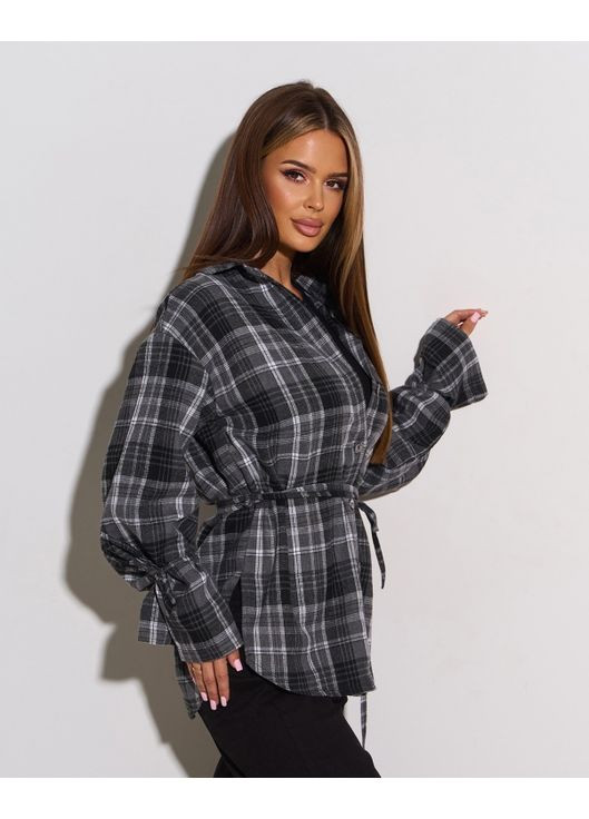 Фланелева сорочка в клітку з зав'язками ISSA PLUS (360956903)
