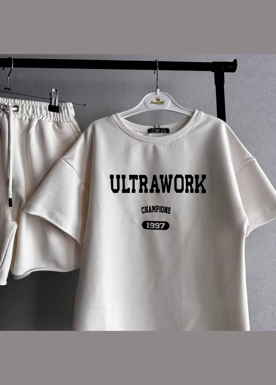 Молочний літній костюм "ультра" оверсайз з шортами IRmAS оверсайз