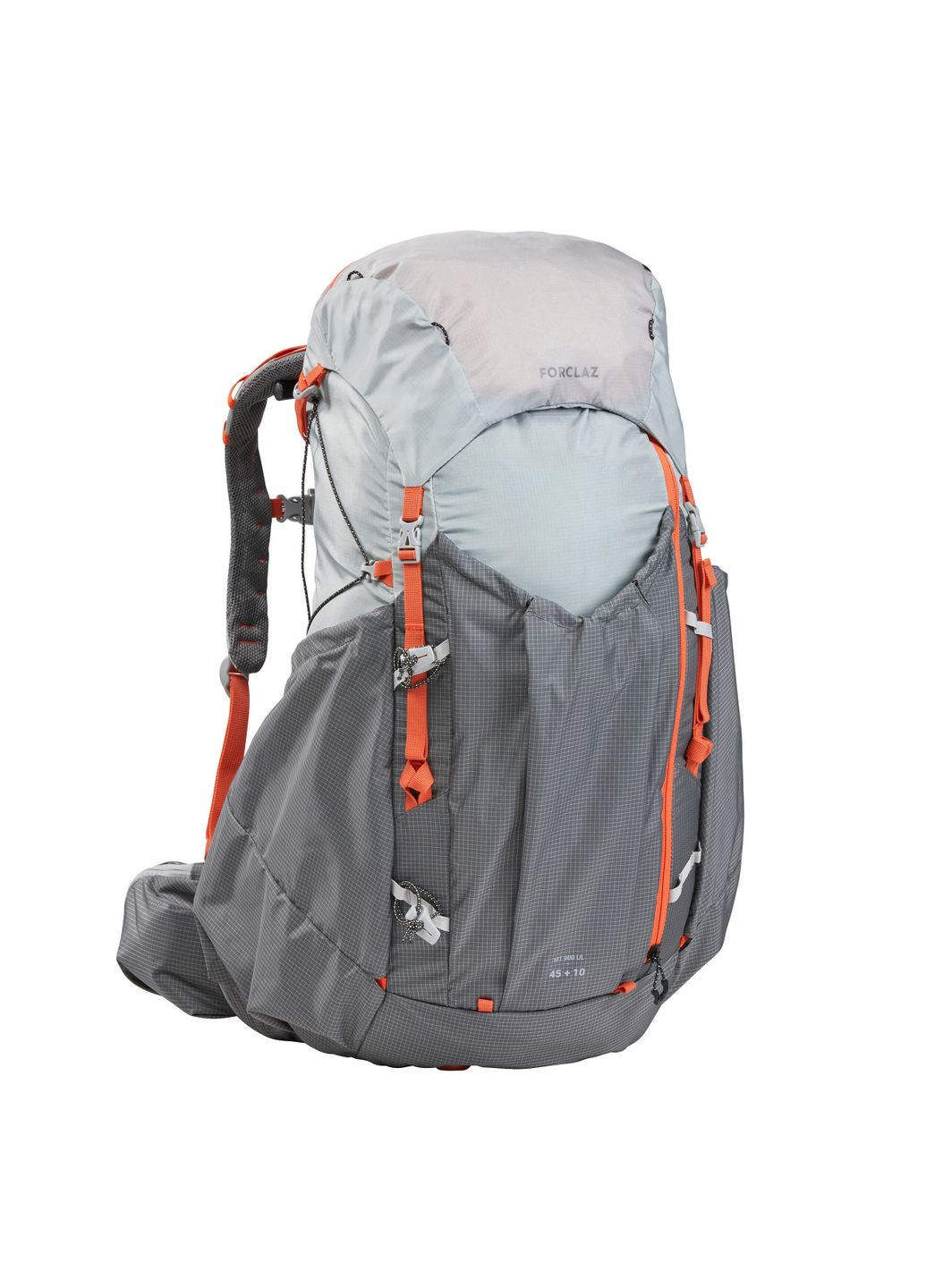Женский Туристический Рюкзак для Трекинга MT900 (45л + 10л) 65 x35 x 30см с Дождевиком Серый FORCLAZ (342966927)