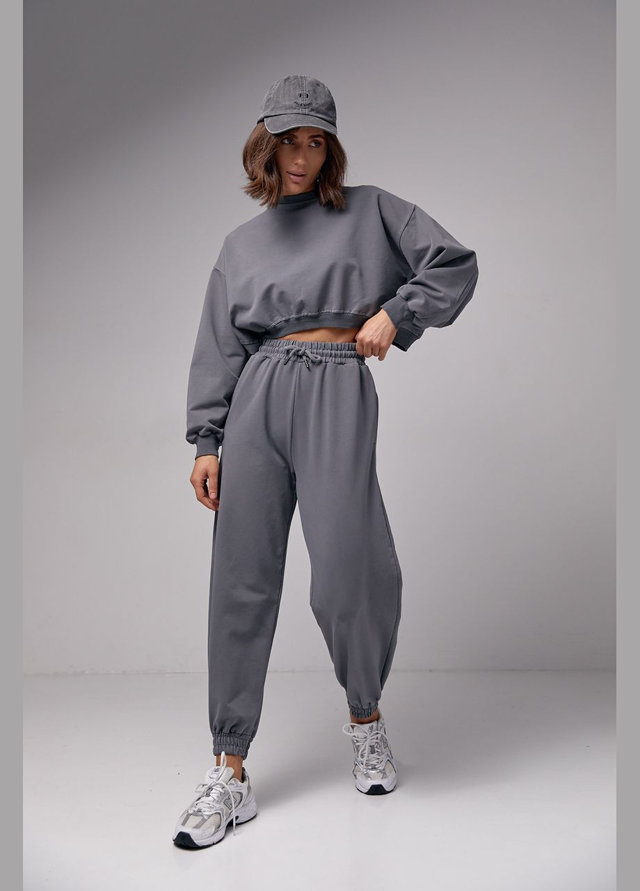 Женский спортивный костюм с укороченным свитшотом и джоггерами Liton (296909090)