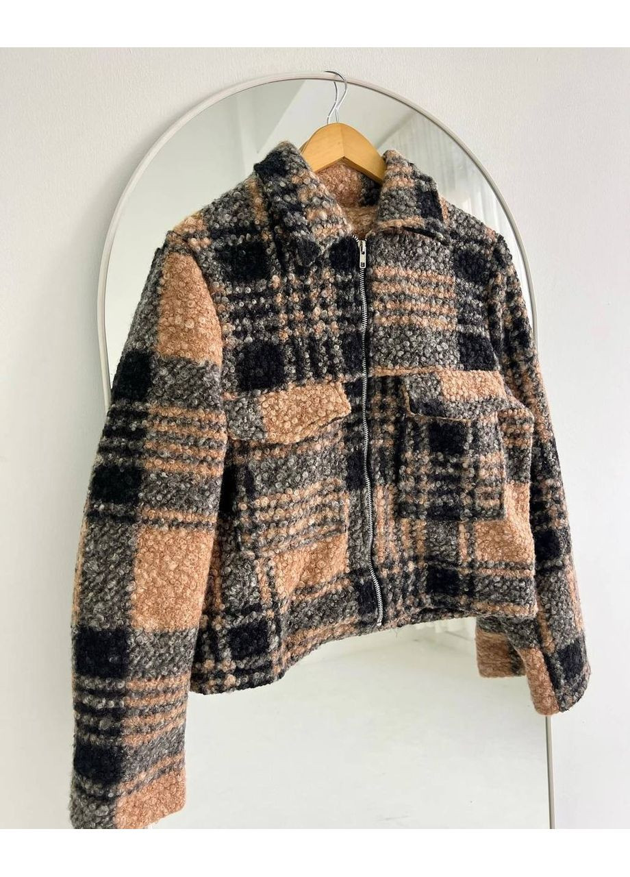 Бомбер жіночий з букле на трикотажній основі (заміри в описі) Vione на блискавці (368708820)