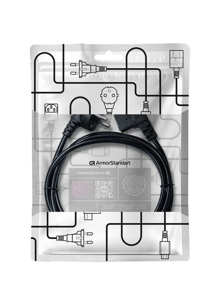 Кабель CEE 7/7 – С13 угловой 1.8м Black (ARM73124) ArmorStandart (323102240)