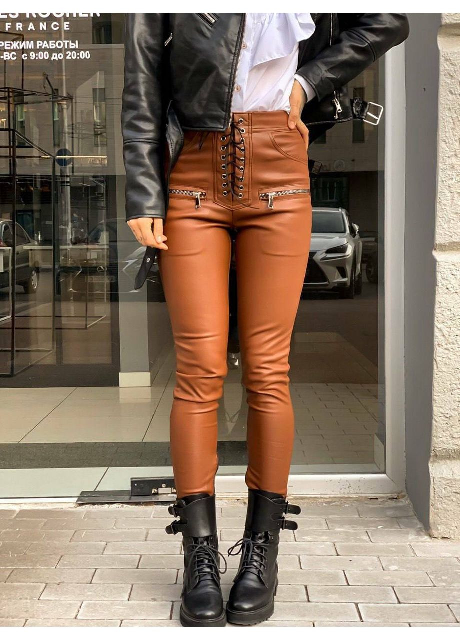 Жіночі лосини NIKKY LUX з екошкіри зі шнурівкою (mil296) milirud (366873164)