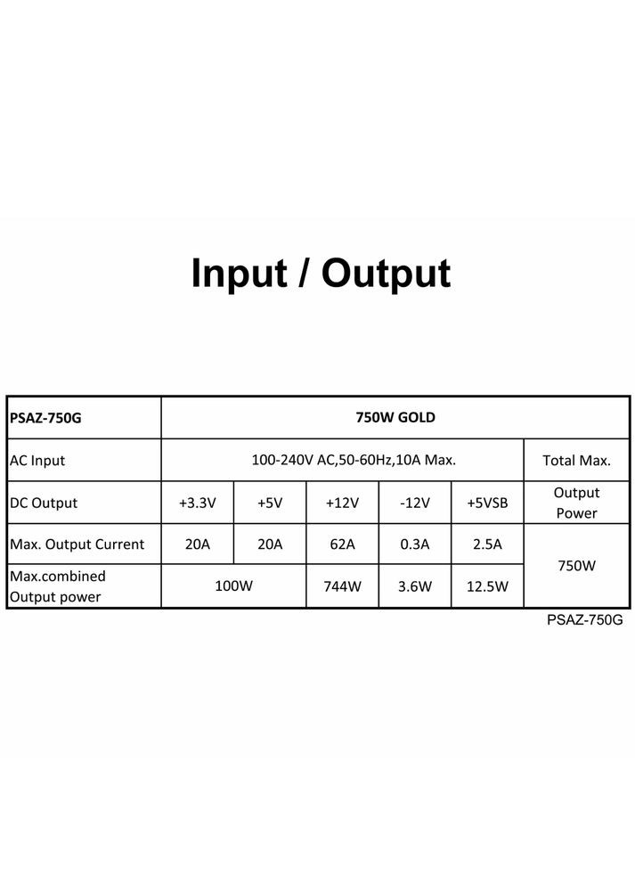 Блок живлення ATX 750W PSAZ-750G Azza (365750288)