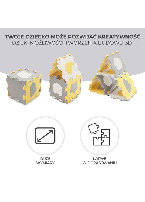 Коврик-пазл Luno shapes 3D из пенопласта Yellow, 5902533919338 Kinderkraft (362540797)