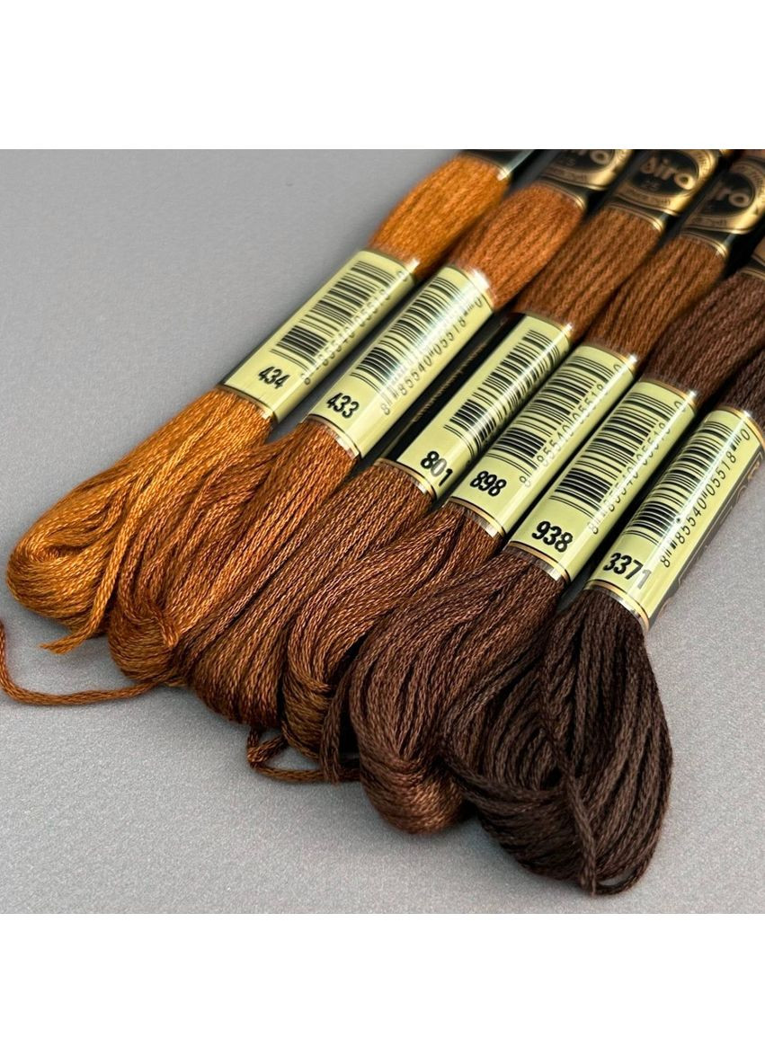 (6 шт по 8м) Набір муліне Airo (нитки для вишивання) - шоколадний мікс (434-3371) Plus-plus (352746701)