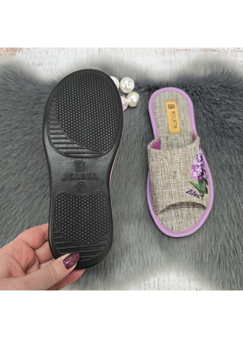 Сиреневые тапочки домашние Белста