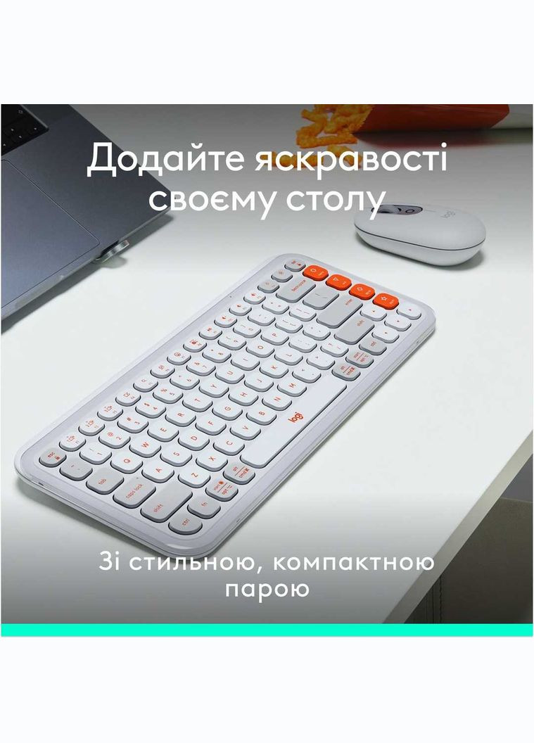 Комплект (клавіатура, миша) бездротовий Pop Icon Combo Off White (920-013141) Logitech (342330912)