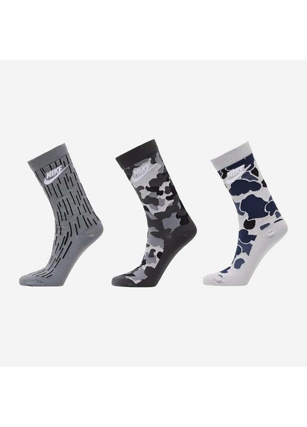 Чёрные носки u nk everyday essential crew серый Nike однотонные (302224120)