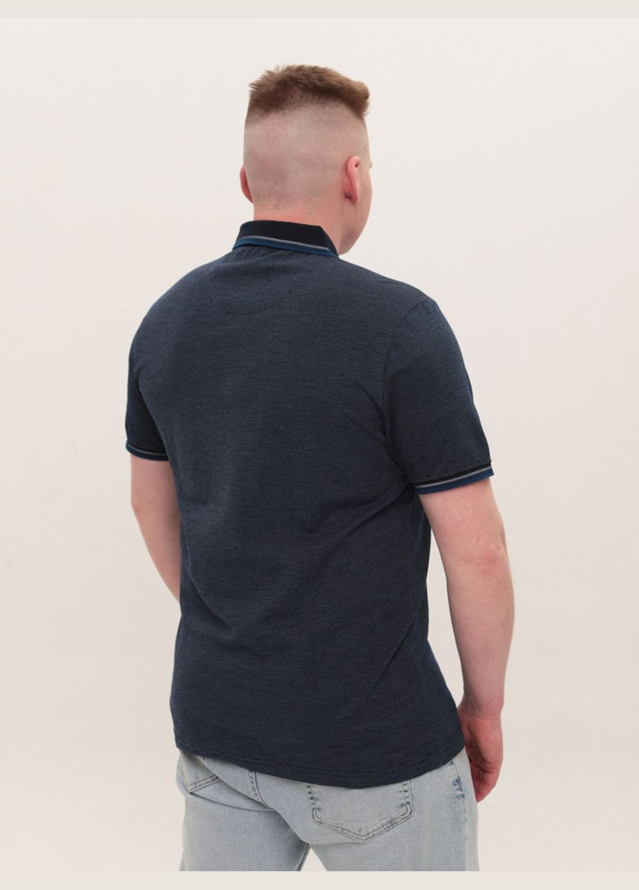 Поло чоловіче темно-синє в крапочку великі розміри MarcoStar Пряма (330012936)