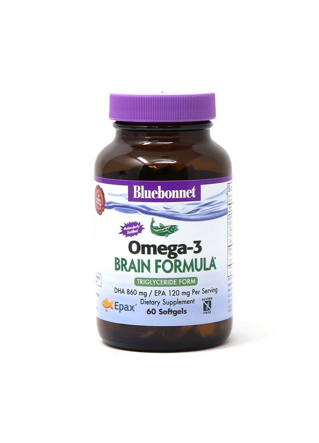 Жирные кислоты Omega 3 Brain Formula, 60 капсул Bluebonnet Nutrition (293337957)