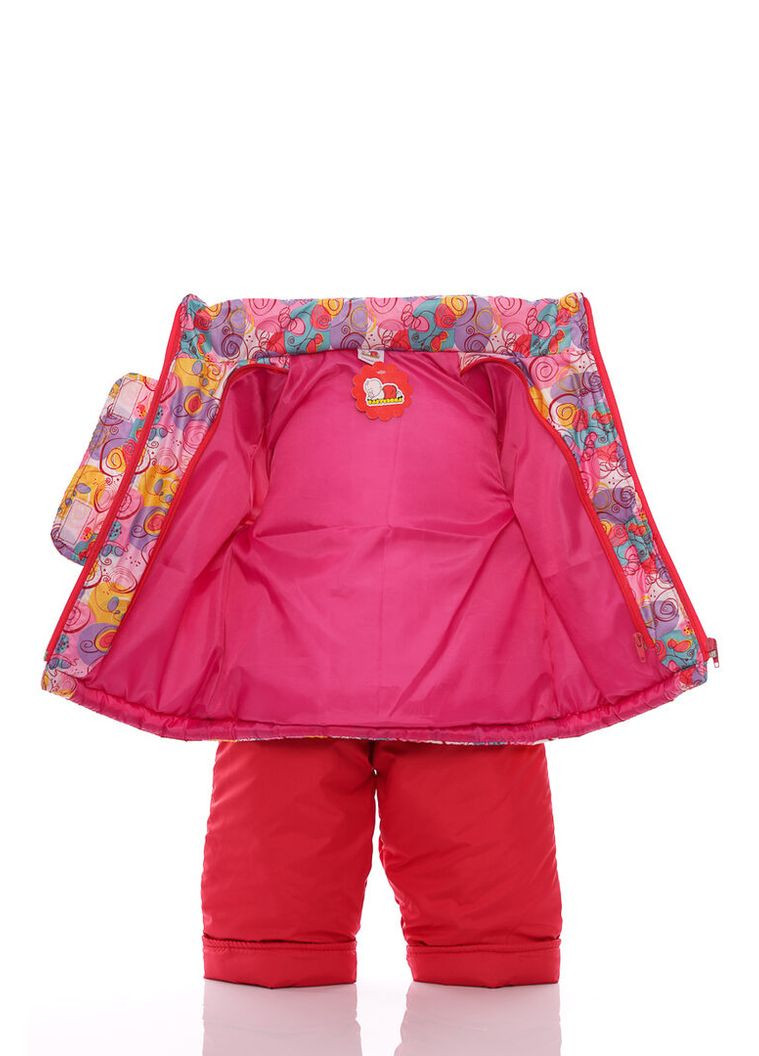 Червоний зимній комбінезон на синтепоні для дівчинки галактика нуль підстібка білий з чорним хутро червоне 86 см (51508) BABYKROHA