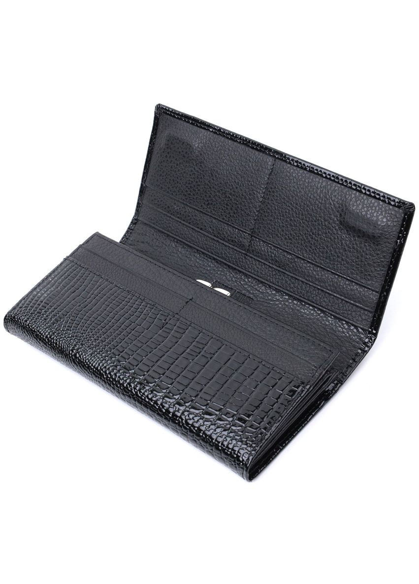 Жіночий гаманець із натуральної лакованої шкіри 22679 Чорний st leather (298568725)