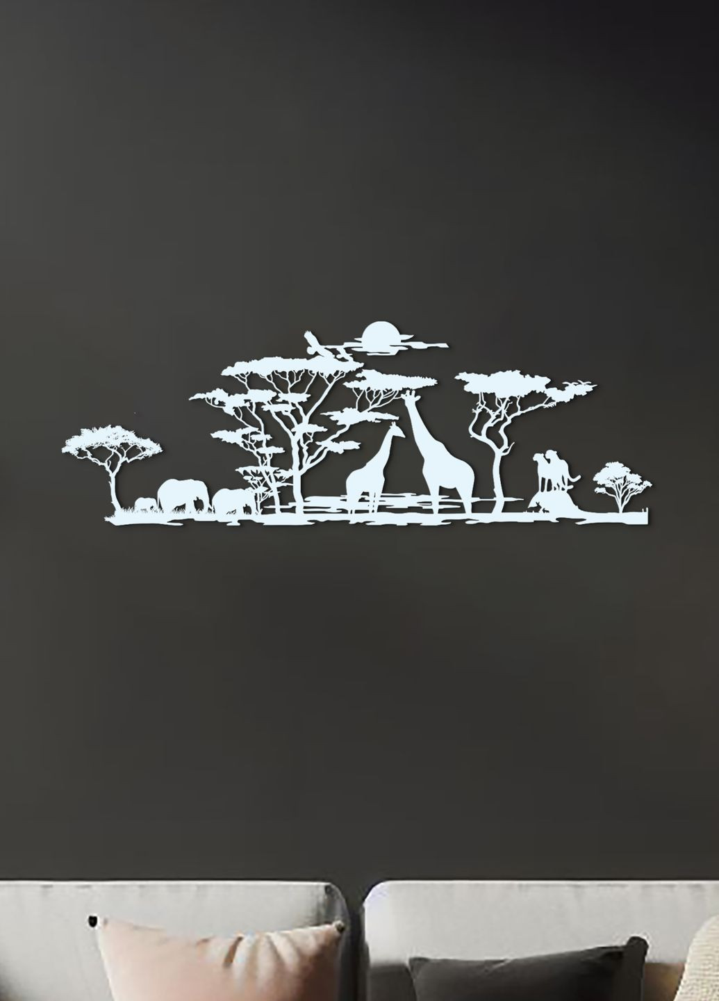 Інтер'єрна картина на стіну, декоративне панно з дерева "Африканські тварини", стиль лофт 35х13 см Woodyard (292111840)